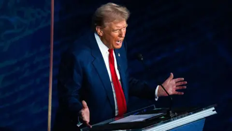 Getty Images Donald Trump at the 10 September presidential debate.