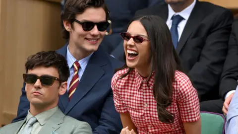 Louis Partridge and Olivia Rodrigo at Wimbledon