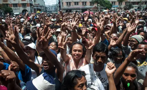 EPA Supporters of defeated Madagascar presidential candidate Marc Ravalomanana protest in Antananarivo, Madagascar 29 December 2018