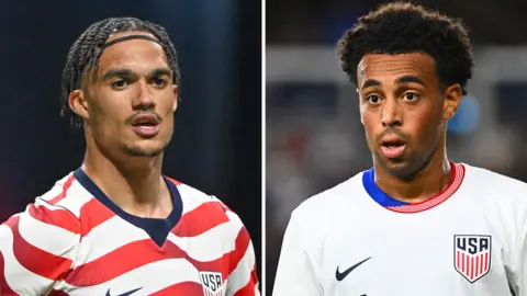 Antonee Robinson and Tyler Adams in action for the USA