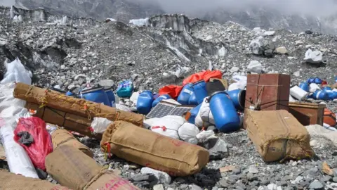 BBC/Anbarasan Supplies at base camp