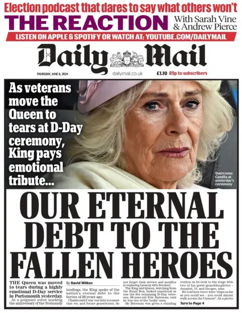 Our eternal debt to the fallen heroes, reads the Daily Mail