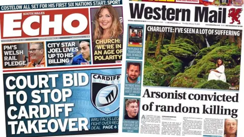 South Wales Echo and Western Mail front pages