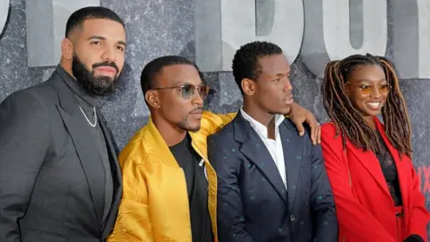 David M. Benett/Getty Drake, Ashley Walters, Micheal Ward and Little Simz at a Top Boy premiere in Hackney in 2019