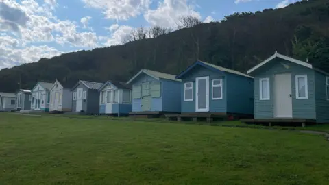 A row of beach huts in Westward Ho!