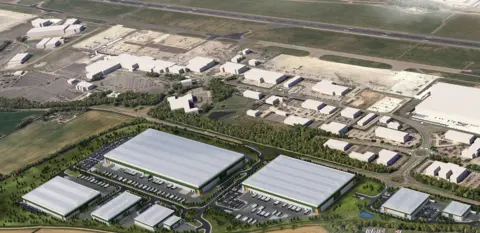 Prologis An artists impression of a bustling business hub from above