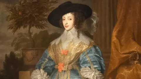 PA Media Oil painting of Queen Henrietta Maria with Sir Jeffrey Hudson by Anthony Van Dyck at the Fitzwilliam Museum in Cambridge