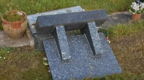 Bassetlaw District Council A tipped over headstone resting on grass
