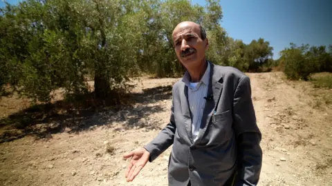 Palestinian landowner Abu Mudif in Sebastia, in the occupied West Bank