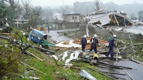 Reuters Damage caused by tornado east of Tokyo. 12 Oct 2016