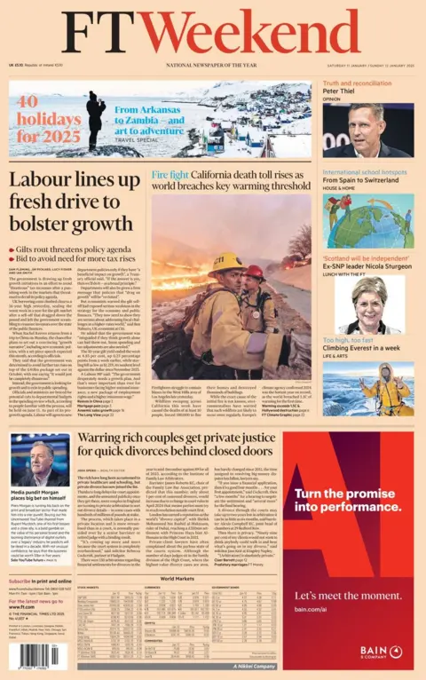 The headline in the Financial Times reads: Labour lines up fresh drive to bolster growth