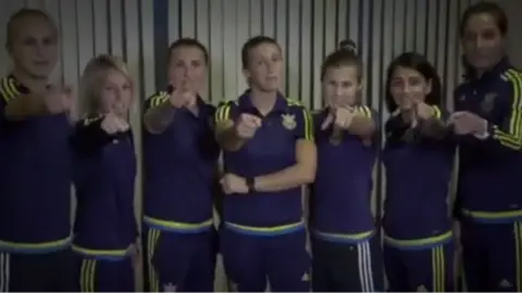 Futbol-1/2 TV Screengrab from video promoting Ukrainian women's football team