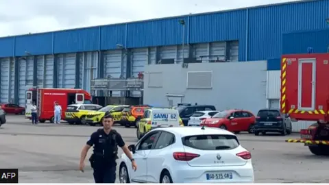 AFP The scene in Boulogne-sur-Mer, where emergency services responded to the incident in the Channel