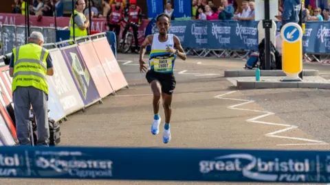 Great Run Company Omar Ahmed was the first man across the finish line in the half marathon on Sunday