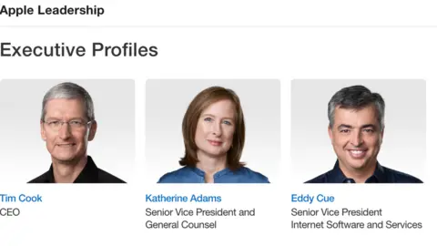 Apple website Apple leadership page profile