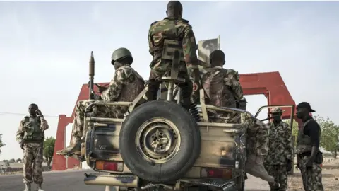 AFP Nigerian Army prepares to leave Maiduguri in heavily armed convoy on road to Damboa in Borno State. 25 March 2016