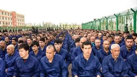 BBC/Human Rights Watch It is thought that a million people have been detained in camps in Xinjiang, China