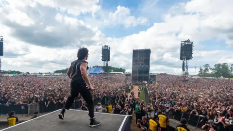 Getty Images Don Broco singer Rob Damiani on the main stage at Download Festival