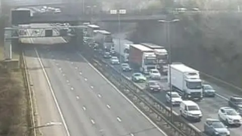 Southbound M6 closed in Staffordshire after HGV crash