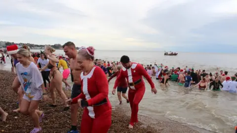 St Elizabeth Hospice Swimmers in the sea at Felixstowe