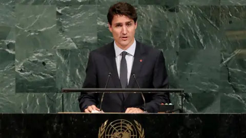 EPA Canadian Prime Minister Justin Trudeau speaks at the UN general assembly