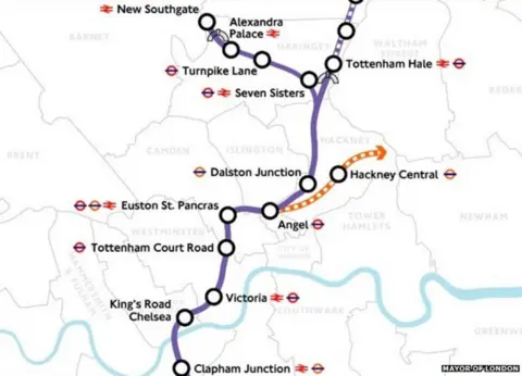 Mayor of London Crossrail 2 route map