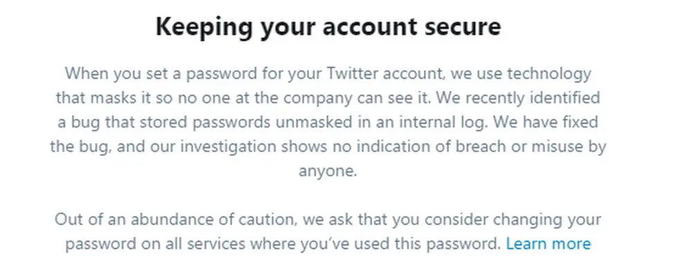 Twitter's warning message