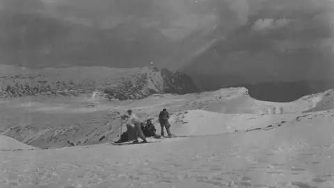 Cumbria Archive Service H112A Skiers 1945-150 Sankey Family Photography Collection (published courtesy of Signal Film and Media)