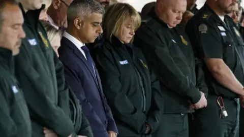 Getty Images London Mayor Sadiq Khan at the minute's silence