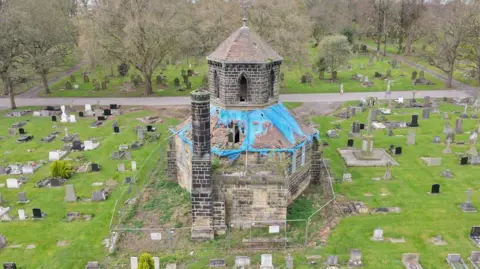 CAD Aerial St Michael's RC Cemetery Chapel, City Road, Sheffield