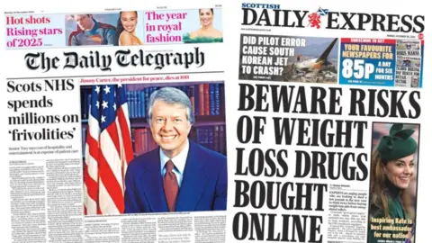 index picture combining the front pages of two newspapers