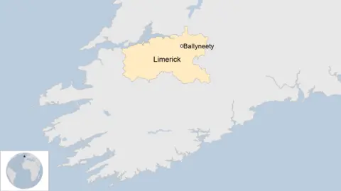 A map showing Balyneety and Limerick 