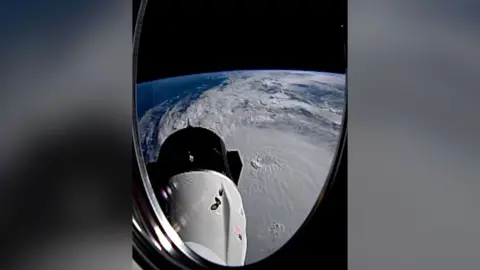 Clouds and the oculus  of a hurricane captured from space