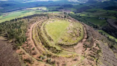 Getty Images - Scenic aerial landscape of the Bury Ditches Iron Age Hill Fort dating from around 500BC and one of the best preserved hill fortifications in the country, Shropshire Hills, England, United Kingdom