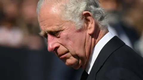 Getty Images King Charles III, meeting the public outside Buckingham Palace