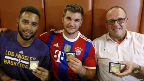 Reuters Anthony Sadler, from Pittsburg, California, Alek Skarlatos from Roseburg, Oregon, and Chris Norman, a British man living in France (L-R)