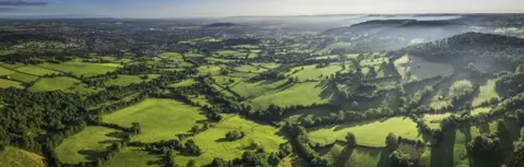 Getty Images Aerial picture of countryside in Cotswolds, Gloucestershire