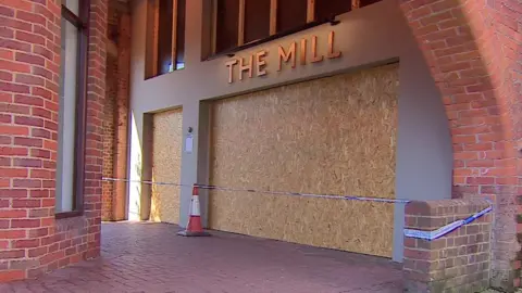 BBC The Mill pub boarded up in Salisbury