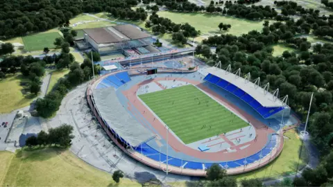 A computer generated image of a sports centre