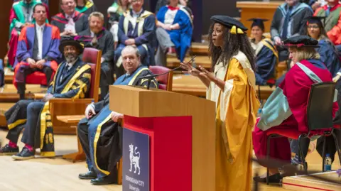 Birmingham City University Beverley Knight giving her acceptance speech