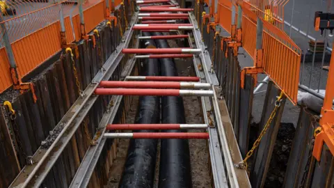 1Energy Heating pipes in Bradford that are part of a new green energy scheme - similar to one that is set to built in Derby
