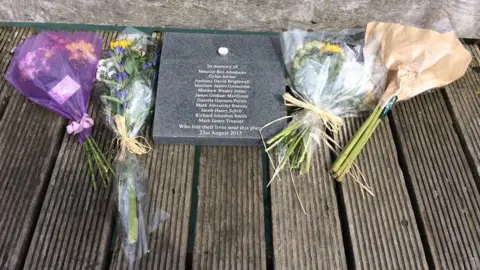 BBC Shoreham air crash flowers on 2nd anniversary