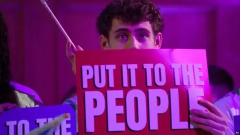 PA People's Vote campaigner at rally in central London