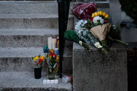 Getty Images A memorial on the stoop of MIT professor 
