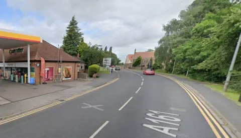 Google The A161 in Belton near the petrol station and roundabout