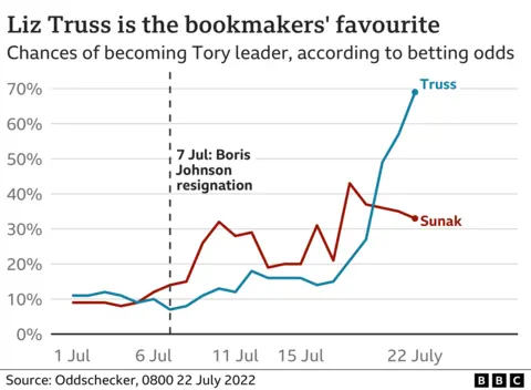 . Bookmakers' odds on the Tory leadership contest