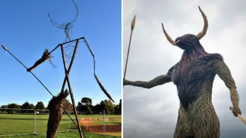Wicksteed Park Before and after photos of wicker creation