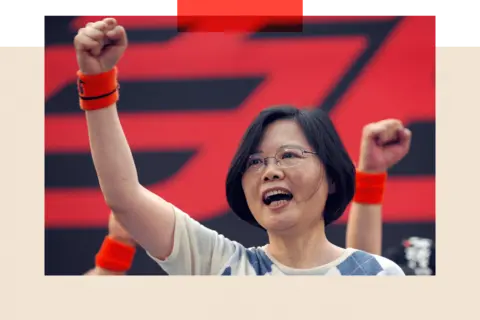 Getty Tsai Ing-wen, then chairwoman of Taiwan's main opposition party, at a protest in 2008