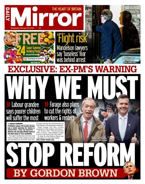 The headline on the front page of the Mirror reads: "Why we must stop reform".