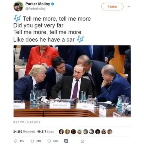 Getty Images / @ParkerMolloy Parker Molloy tweeted the image with accompanied by the chorus from Summer Nights